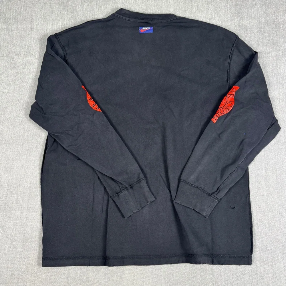 Nike Air Jordan Flight Mens Long Sleeve Graphic T-Shirt Black Red IB3134-010 L